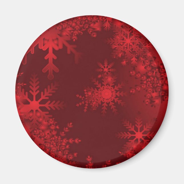 Red Snowflakes Magnet (Vorne)