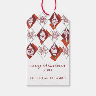 Red Snowflakes Ornaments Frohe Weihnachtsschrift Geschenkanhänger