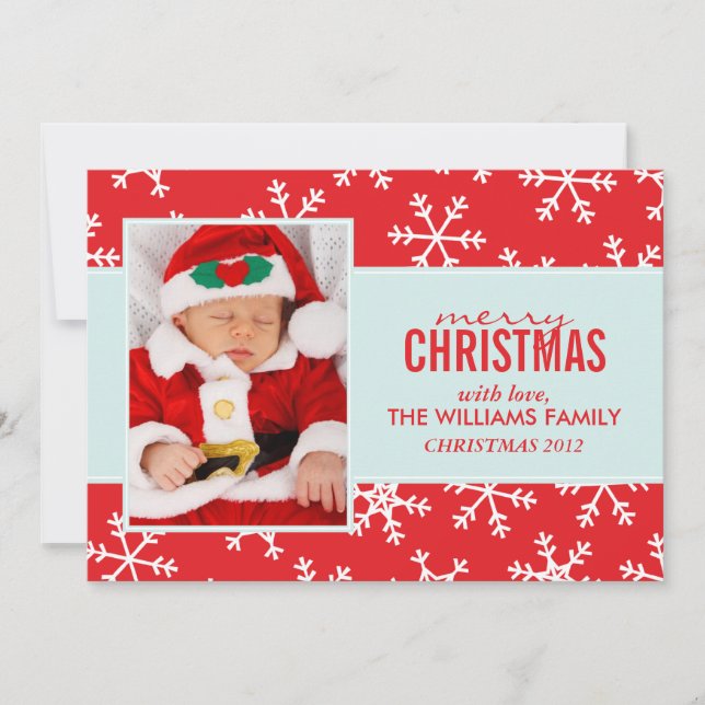 Red Snowflakes Pattern Holiday Cards Feiertagskarte (Vorderseite)