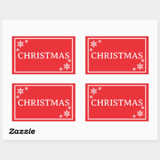 Red Snowflakes Simple Christmas Word Rechteckiger Aufkleber
