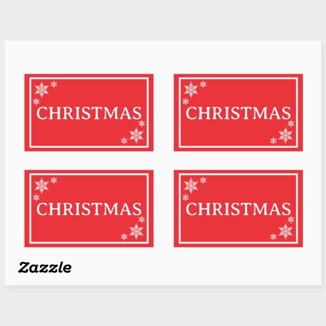 Red Snowflakes Simple Christmas Word Rechteckiger Aufkleber (Blatt)