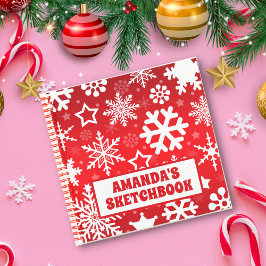 Red Snowflakes Weihnachten personalisierte Kinder Notizbuch