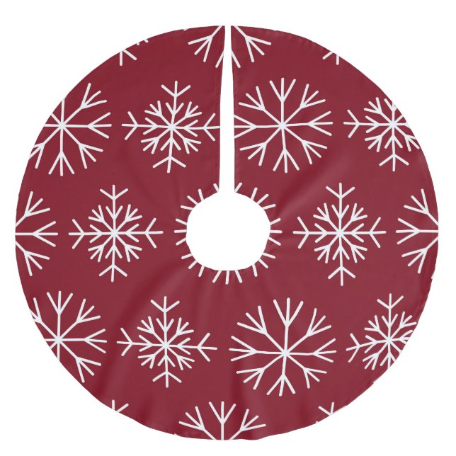 Red Snowflakes Weihnachten Polyester Weihnachtsbaumdecke (Vorderseite)