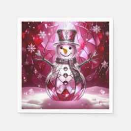 Red Snowman Snowflakes Holiday Napkin Serviette
