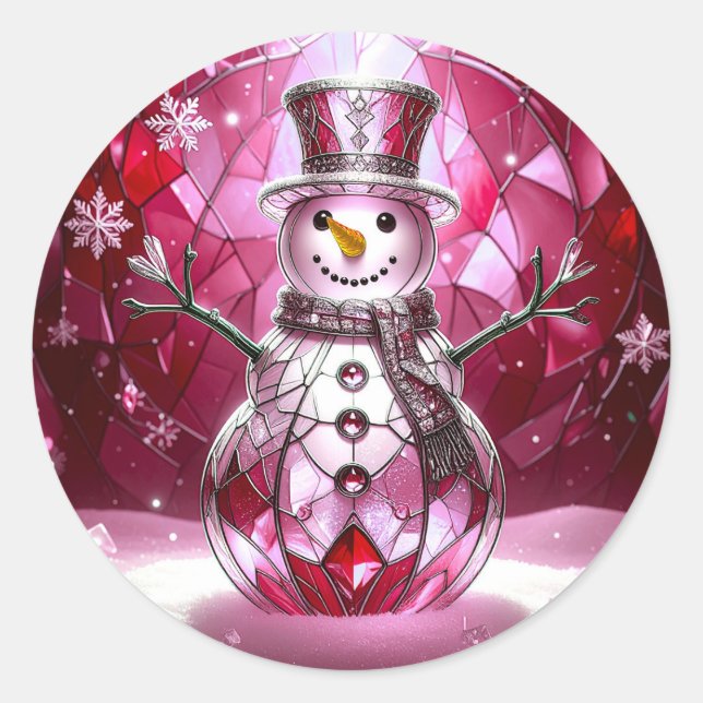 Red Snowman Snowflakes Holiday Sticker (Devant)