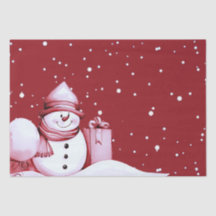 Red Snowman Snowy Weihnachtsfeiertag
