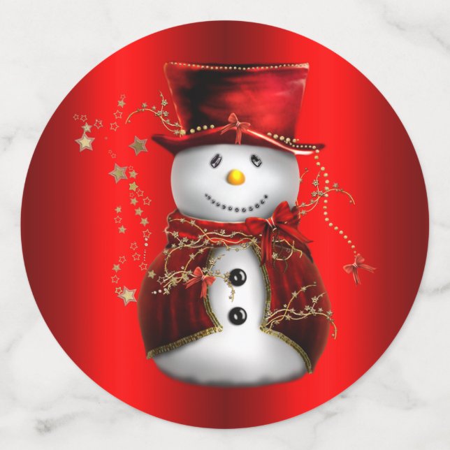 Red Snowman über metallische Weihnachten Konfetti (Groß Rückseite)