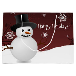 Red Snowman Winter Landschaft Weihnachtsgeschenk T Große Geschenktüte