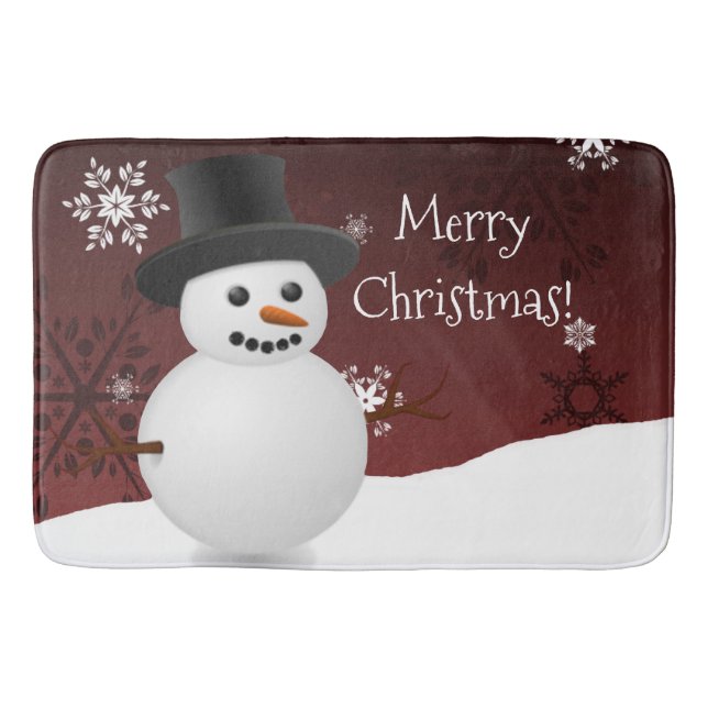 Red Snowman Winter Szene Weihnachtsbath Mat Badematte (Vorderseite)