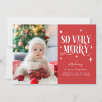 Red So sehr frohe Holiday Baby Foto Ankündigung