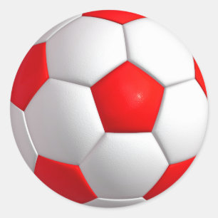 Red Soccer Ball Classic Round Aufkleber