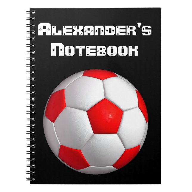 Red Soccer Ball personalize Notizblock (Vorderseite)