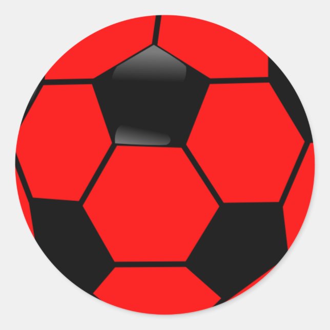 Red Soccer Ball Runder Aufkleber (Vorderseite)