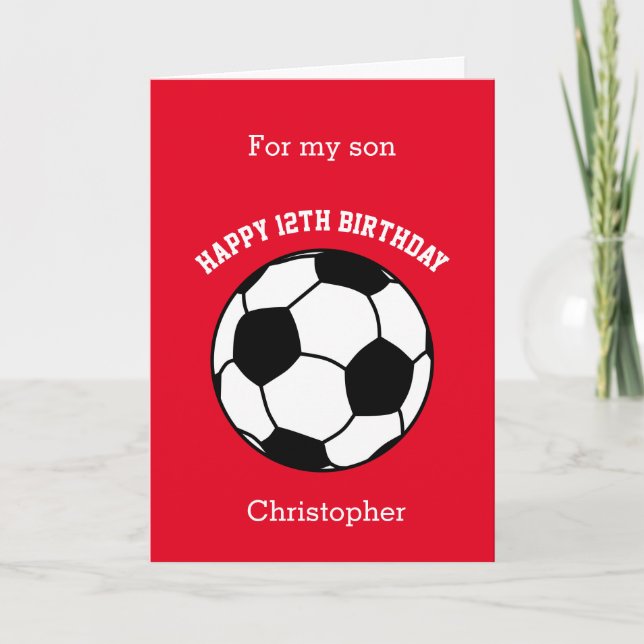 Red Soccer Sport 12e carte d'anniversaire (Devant)