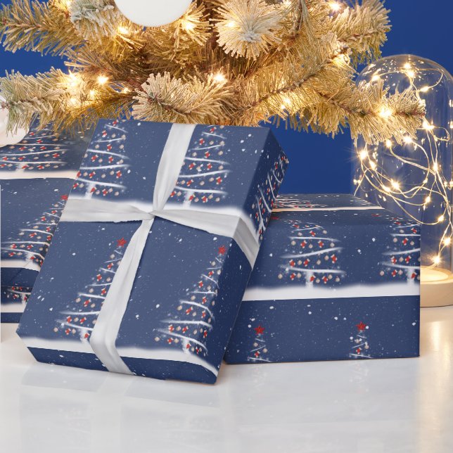 Red Socks and Baseball Ornaments On a Tree Geschenkpapier (Feiertage)