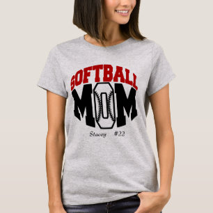 Red Softball Mama Personalisiert T-Shirt