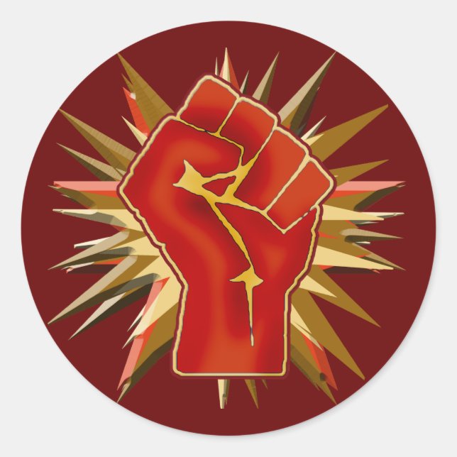 Red Solidarity Fist zum Anpassen an Tshirts Runder Aufkleber (Vorderseite)