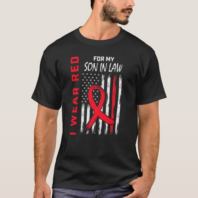 Red Son in Law Herzerkrankungen Sensibilisierungsf T-Shirt (Vorderseite)