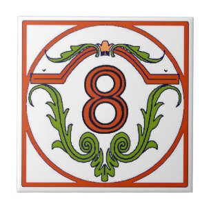 Red Spanish Letter House Number Tiles Fliese