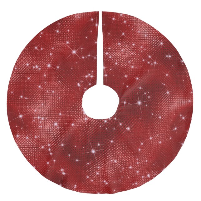 Red Sparkle Christmas Polyester Weihnachtsbaumdecke (Vorderseite)