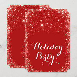 Red Sparkle Funkelnd Glitzer Holiday Party Einladung