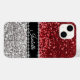 Red Sparkle Glam Bling Personalisiert Case-Mate iPhone 14 Hülle (Back (Horizontal))