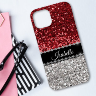 Red Sparkle Glam Bling Personalisiert Case-Mate iPhone 14 Hülle