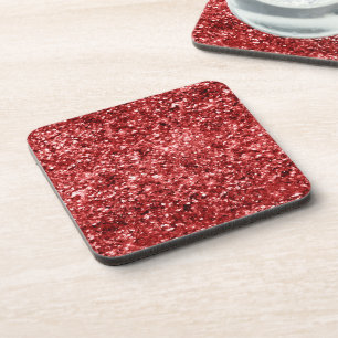 Red Sparkle Glitz Getränkeuntersetzer