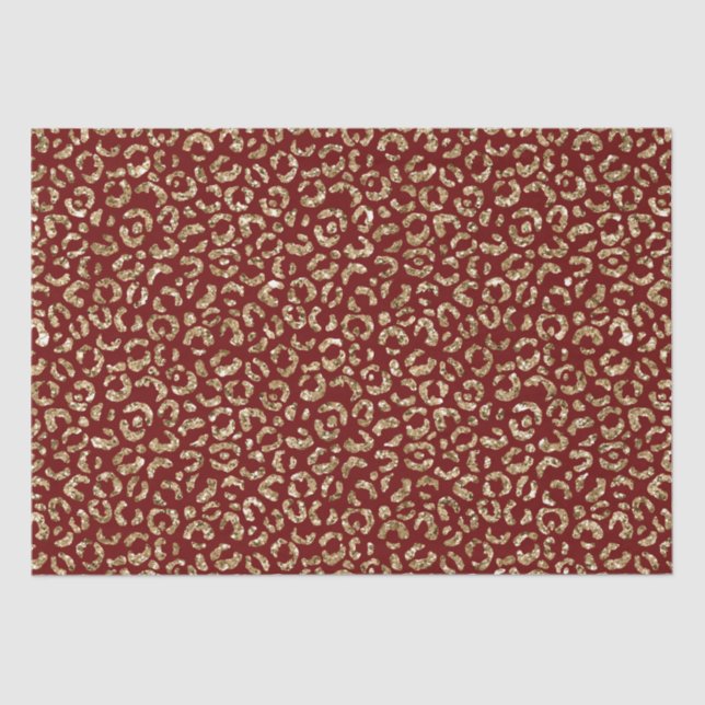 Red Sparkle Glitzer Gold Leopard Print Seidenpapier (Vorderseite)