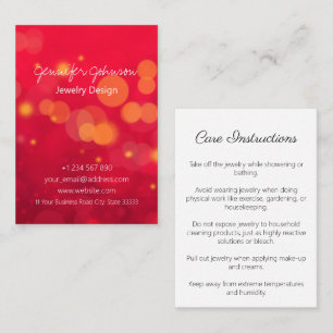 Red Sparkle Juwelier Care Cards Visitenkarte