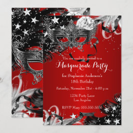 Red Sparkle Magical Night Masquerade Party laden Einladung