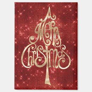 Red Sparkle Merry Christmas Tree Magnet