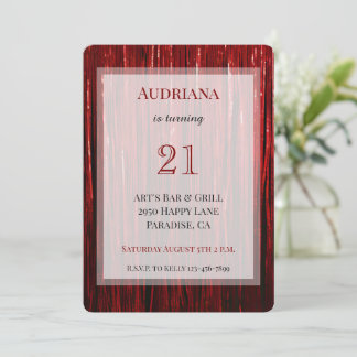Red Sparkle Tinsel Stripes 21. Geburtstag Einladung