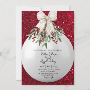 Red Sparkle Weihnachtsschmuck Einladung Hochzeit