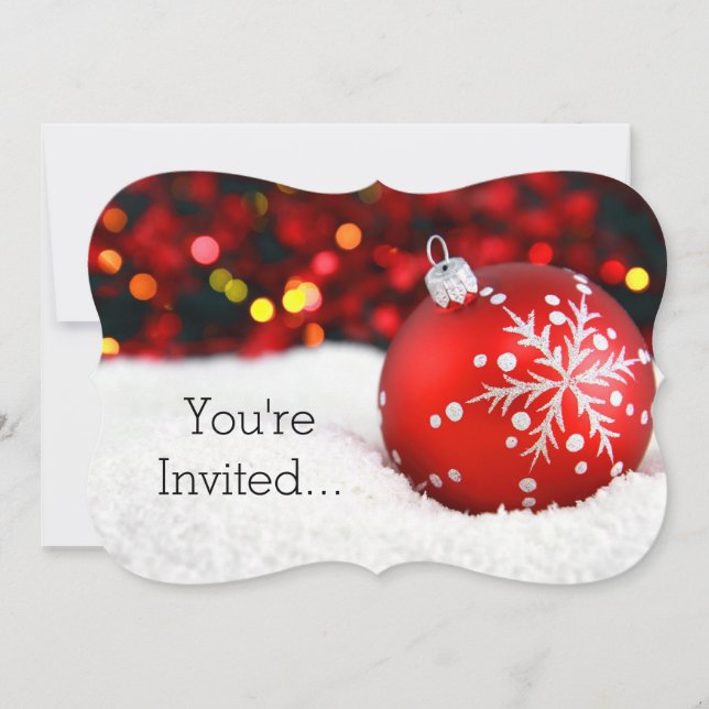Red Sparkle Weihnachtsschnee Einladung (Vorderseite)