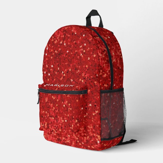 Red sparkling glitter pattern bedruckter rucksack (Rückseitige Ecke Rechts)
