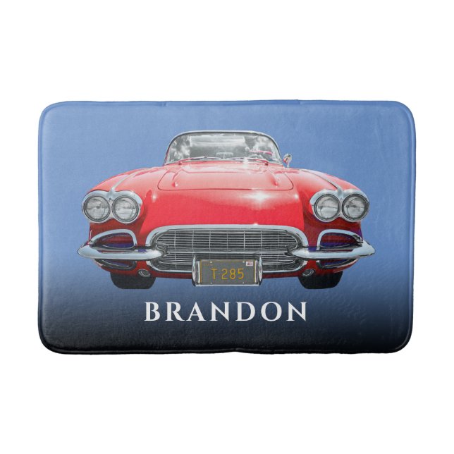 Red Sport's Auto, Name, Black Gradient & Blue Badematte (Vorderseite)