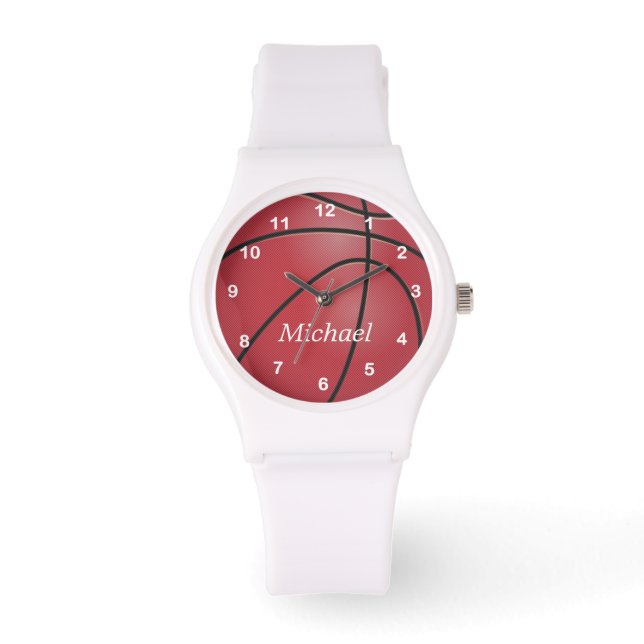 Red Sports Basketball | DIY Name Armbanduhr (Vorderseite)