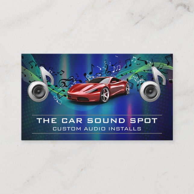 Red Sports Car | Audio-Musiknoten Visitenkarte (Vorderseite)