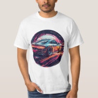 Red Sports Car in Modern Surreal Artistic Tunnel