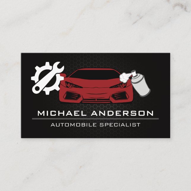 Red Sports Car | Mechanische Dienste Visitenkarte (Vorderseite)