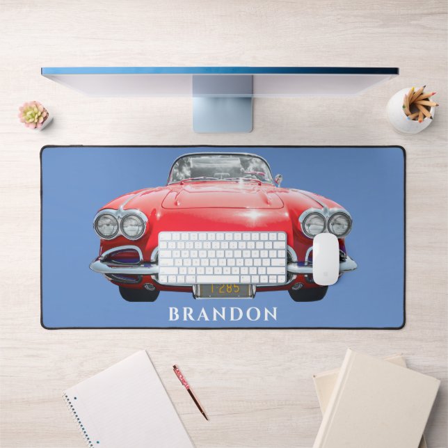 Red Sport's Car, Personalisier Name Schreibtischunterlage (Büro 1)