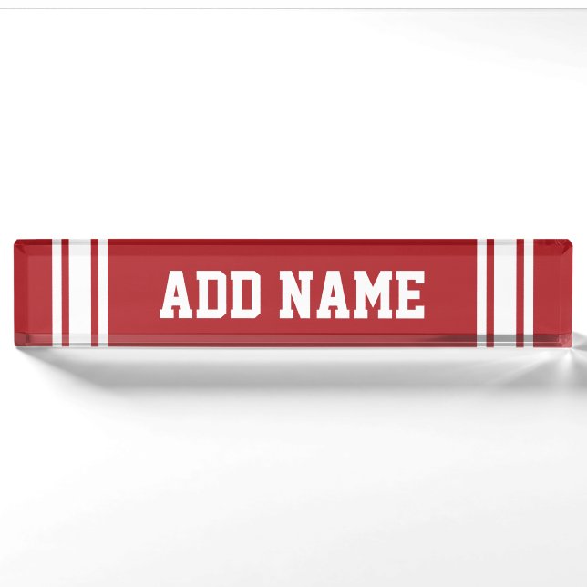 Red Sports Jersey mit Ihrem Namen und Ihrer Nummer Namensplakette (Vorderseite)
