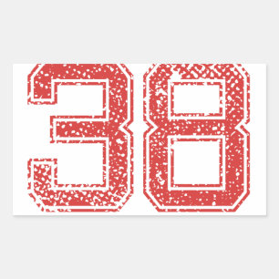 Red Sports Jerzee Number 38 Rechteckiger Aufkleber