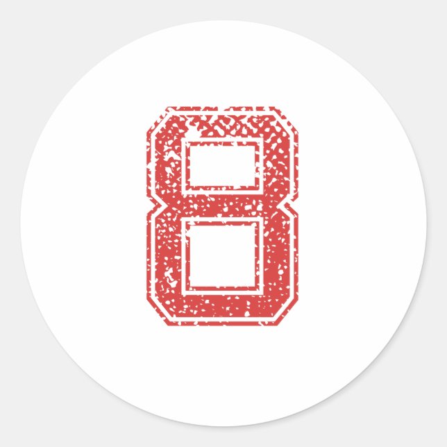 Red Sports Jerzee Nummer 8 Runder Aufkleber (Vorderseite)