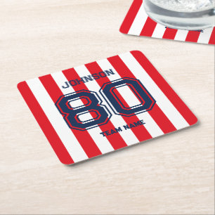 Red Sports Team Individuelle Name Number Team Game Rechteckiger Pappuntersetzer