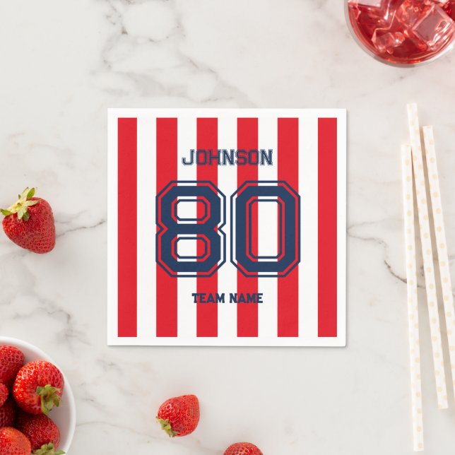 Red Sports Team Individuelle Name Number Team Game Serviette (Beispiel)