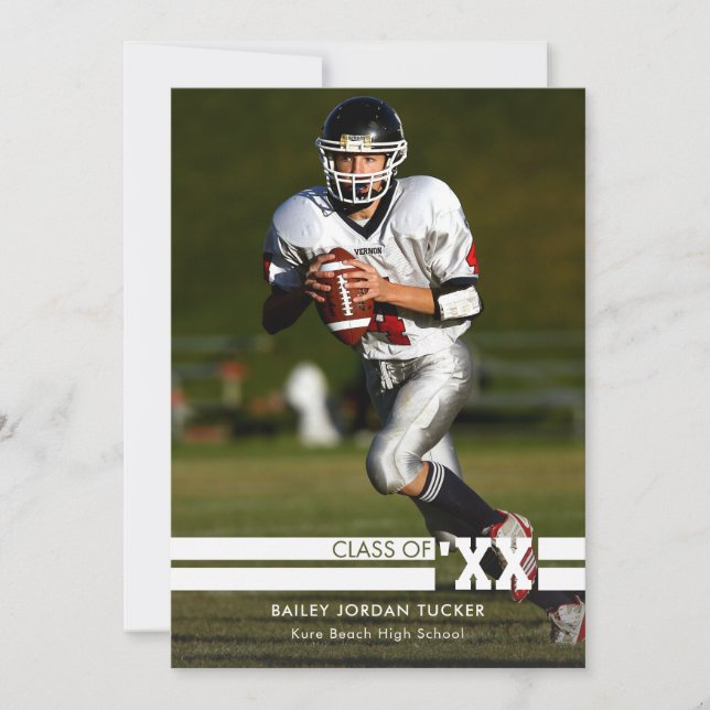 Red Sporty Photo Faire-part de graduation (Devant)