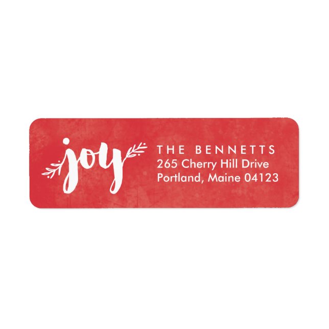 Red Sprigs of Joy Christmas Return Address Label (Vorne)
