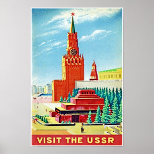 RED SQUARE RUSSIA VINATGE REISEPOSTER POSTER